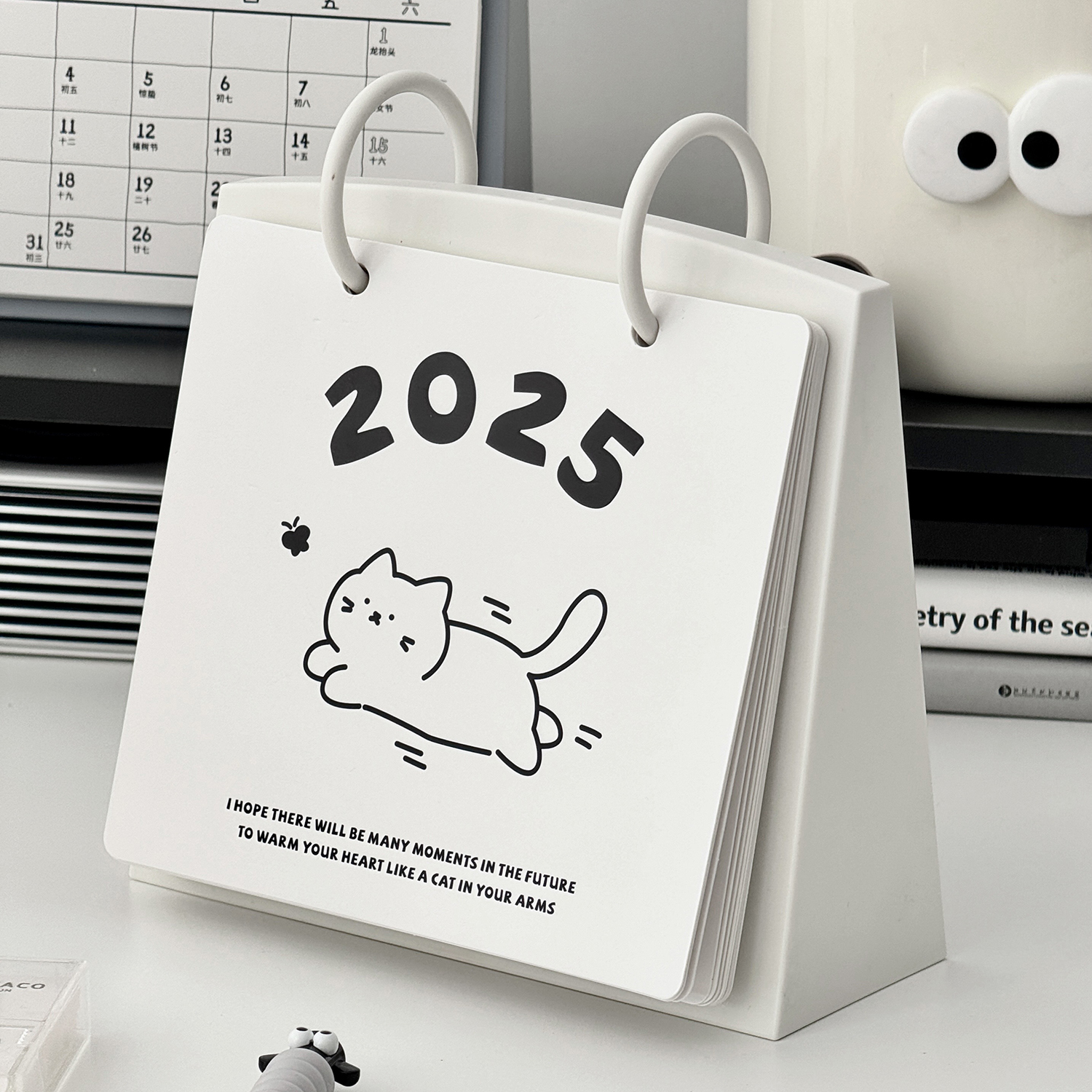 卡通日历2025年新款台历学生备考月历翻页记事本办公室计划表商务