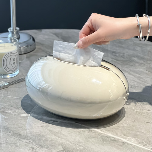 奶油风磁吸水滴纸巾盒客厅高档轻奢餐桌高级感创意家用茶几抽纸盒