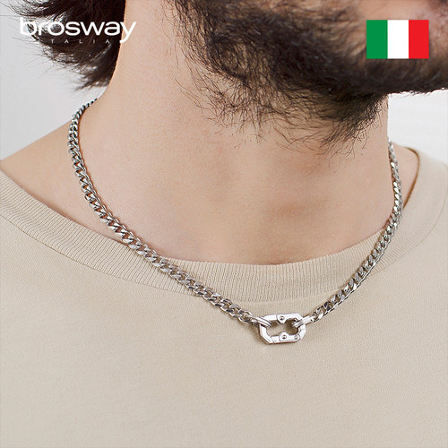 brosway钛钢情侣项链潮酷