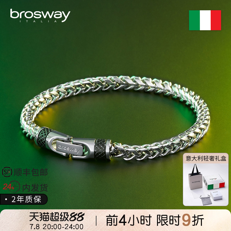 欧美brosway钛钢男士钛钢手链