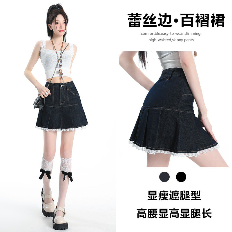 蕾丝洋气牛仔短裤裙女夏天薄款20图片