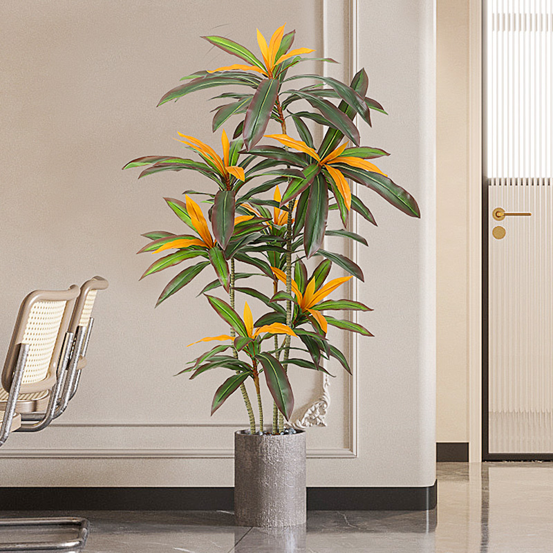 仿真植物红铁树假绿植盆栽巴西木盆景室内客厅仿生绿植装饰摆件树