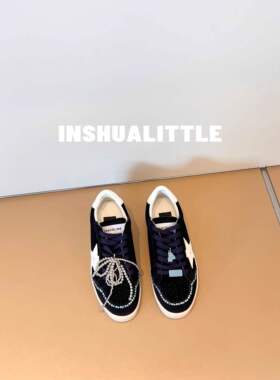 cece 4/8  设计鬼才！26s新款藏蓝色烫钻五星做旧脏脏鞋 女5cm