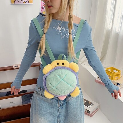 小海龟双肩包可爱卡通乌龟毛绒包少女背包动物玩偶包女ins风