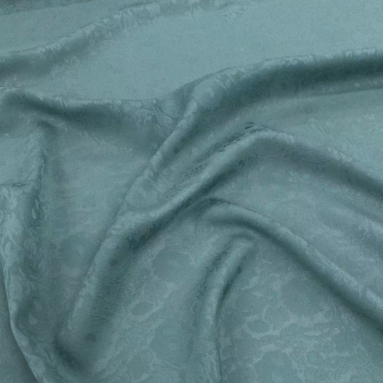 蓝绿藤曼纹手工罗苏罗布料 114门幅22姆米服装定制