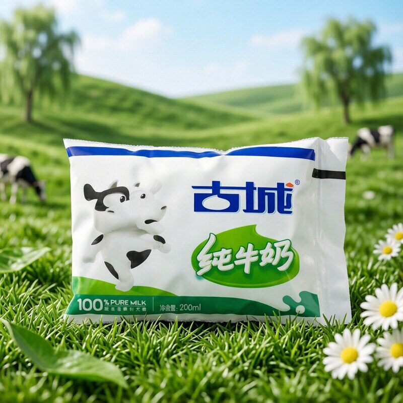 山西古城纯牛奶袋装百利包整箱