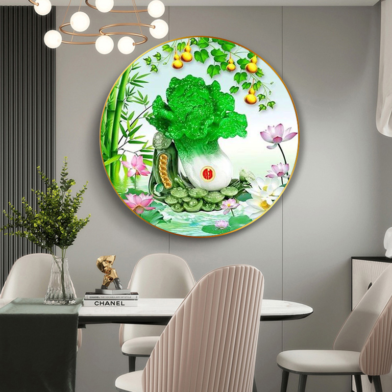 5d百财钻石画2025年新款客厅满钻葫芦白菜手工点钻十字绣餐厅圆形