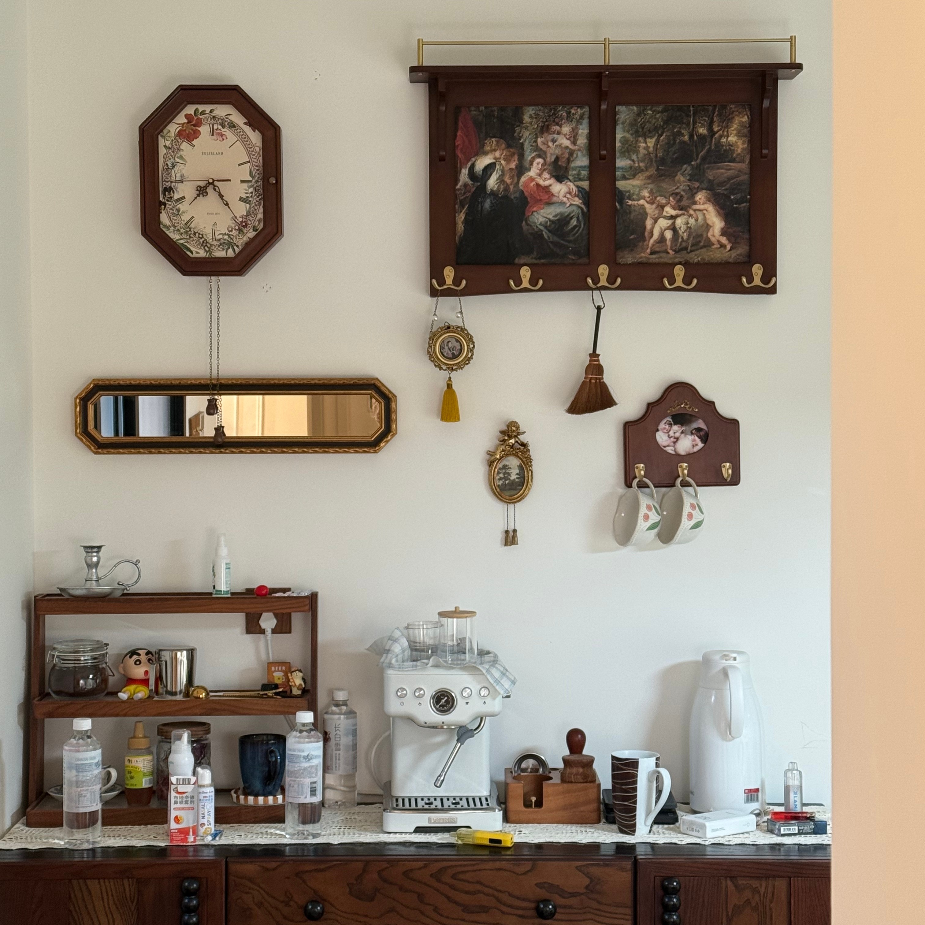 复古中古欧式餐厅组合装饰画收纳功能壁挂挂钟镜子挂钩装饰画套装,家居饰品,其他装饰画,淘宝优惠券,粉丝福利购,淘宝优惠卷