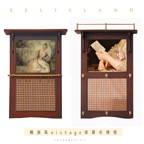 原创法式中古复古油画挂钩多功能电表箱卧室玄关实木衣帽黄铜挂钩
