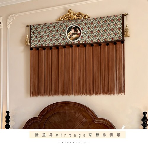 中古法式黄铜天使流苏挂毯