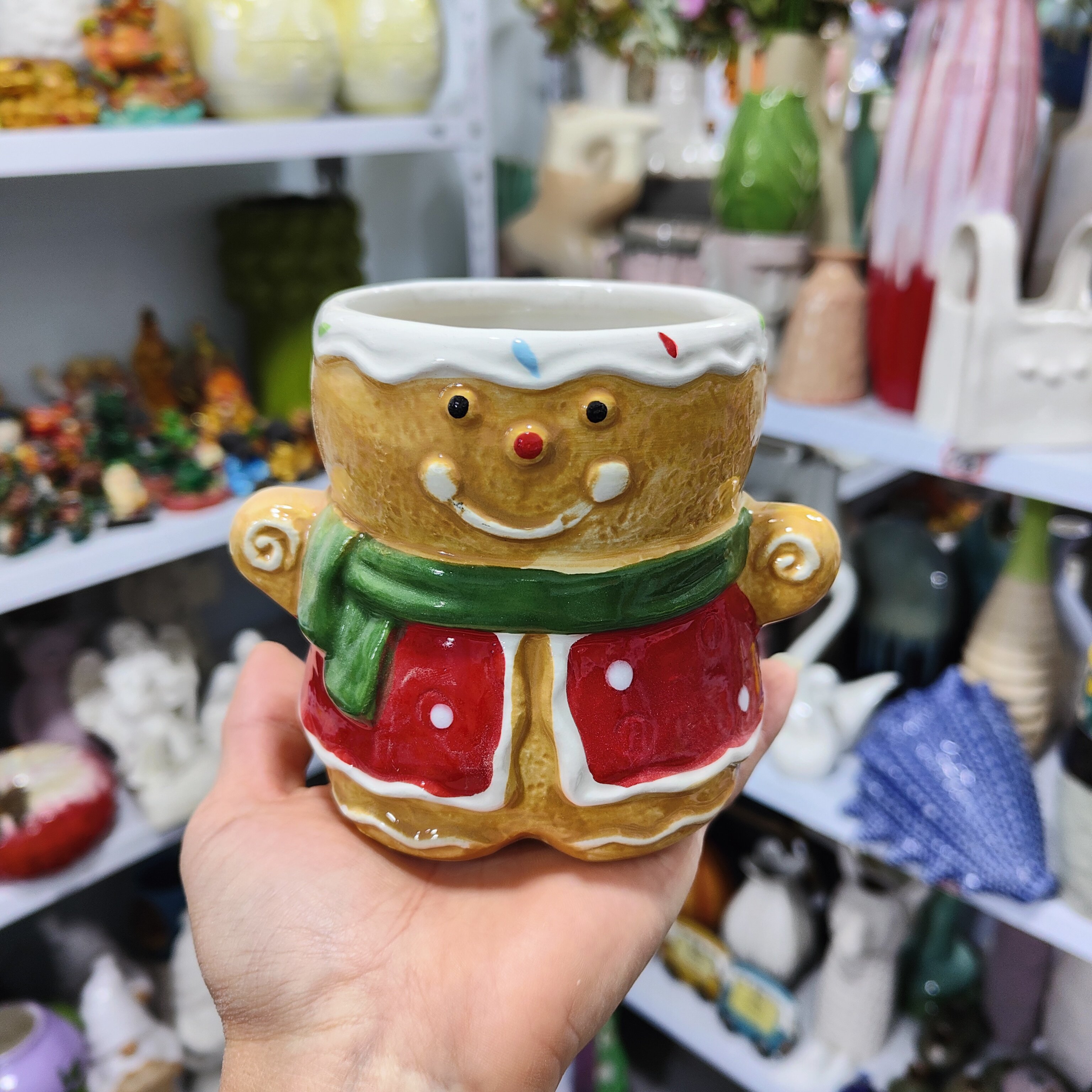 非偏远地区凑满19包邮部分瑕/姜饼人笔筒摆件置物盆内干裂