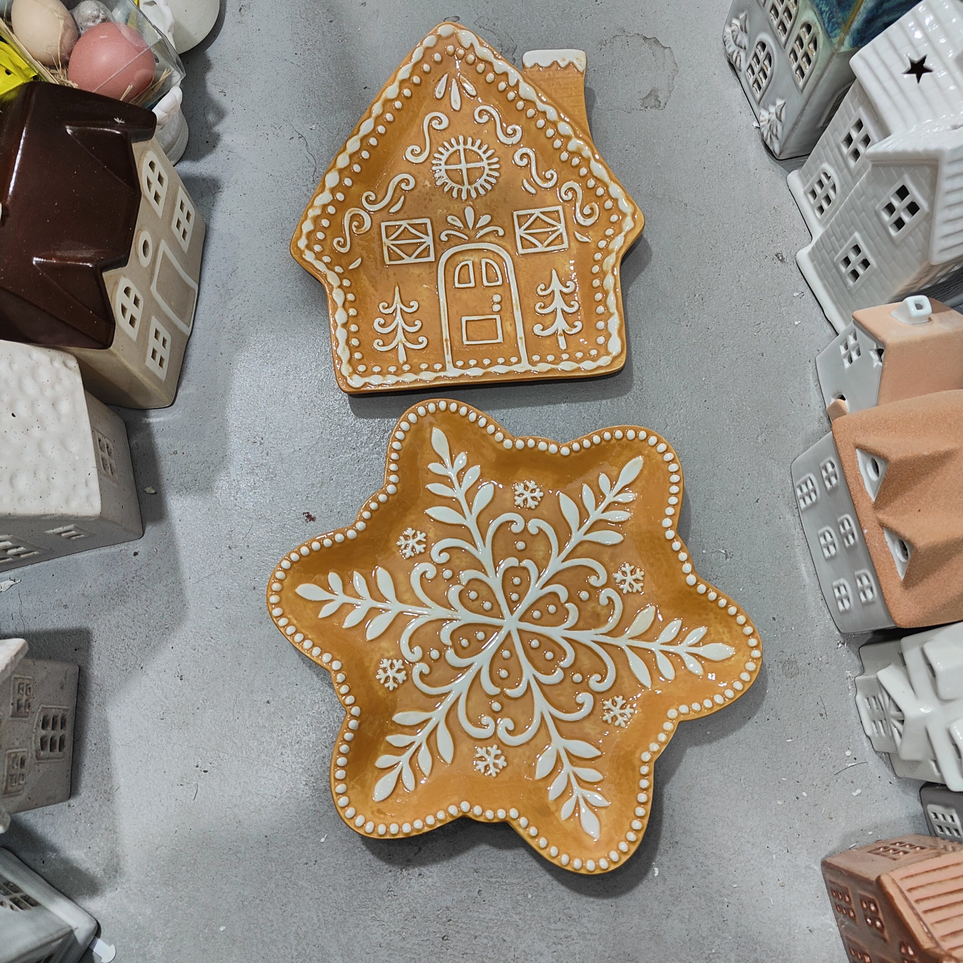 非偏远地区凑满19包邮部分瑕/姜饼房子雪花盘碟