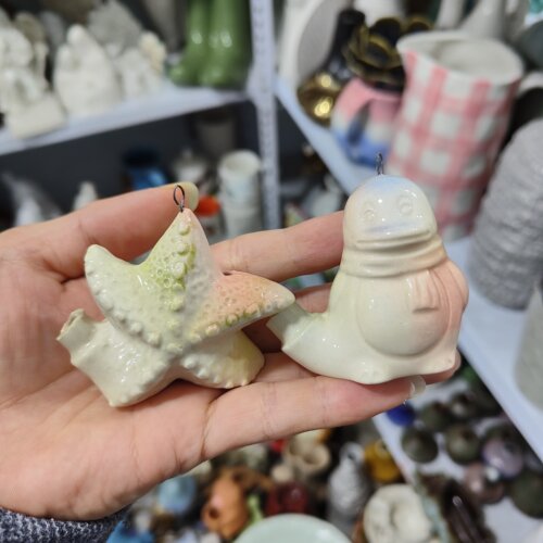 非偏远地区凑满19包邮部分瑕/陶瓷海星企鹅摆件挂件