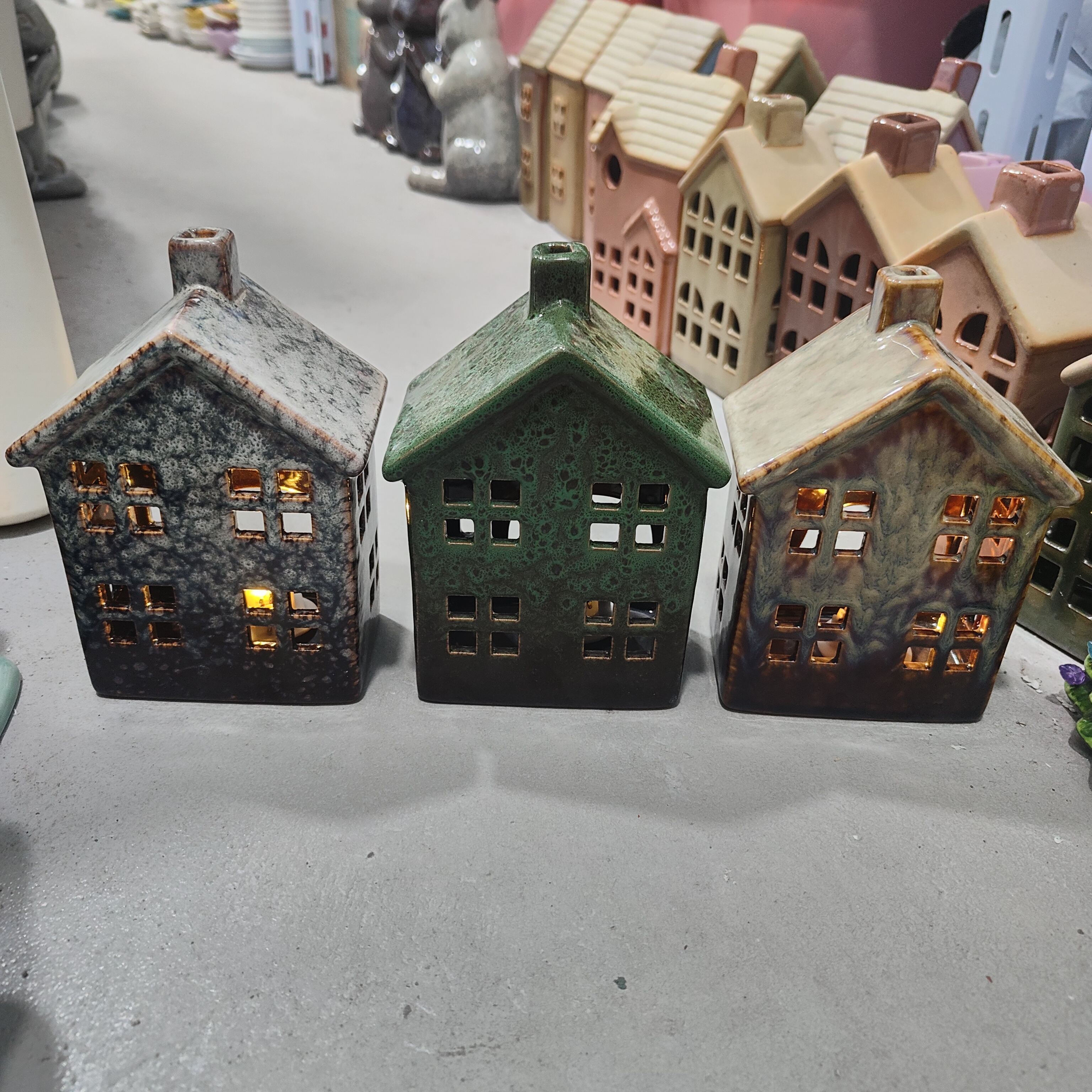 非偏远地区凑满19包邮部分瑕/窑变房子夜灯摆件后孔