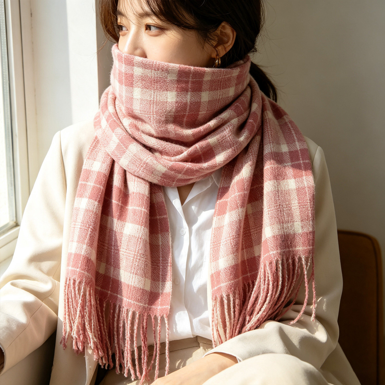 格子围巾女冬季新款学生文艺英伦复古围脖秋冬百搭长款两用披肩女