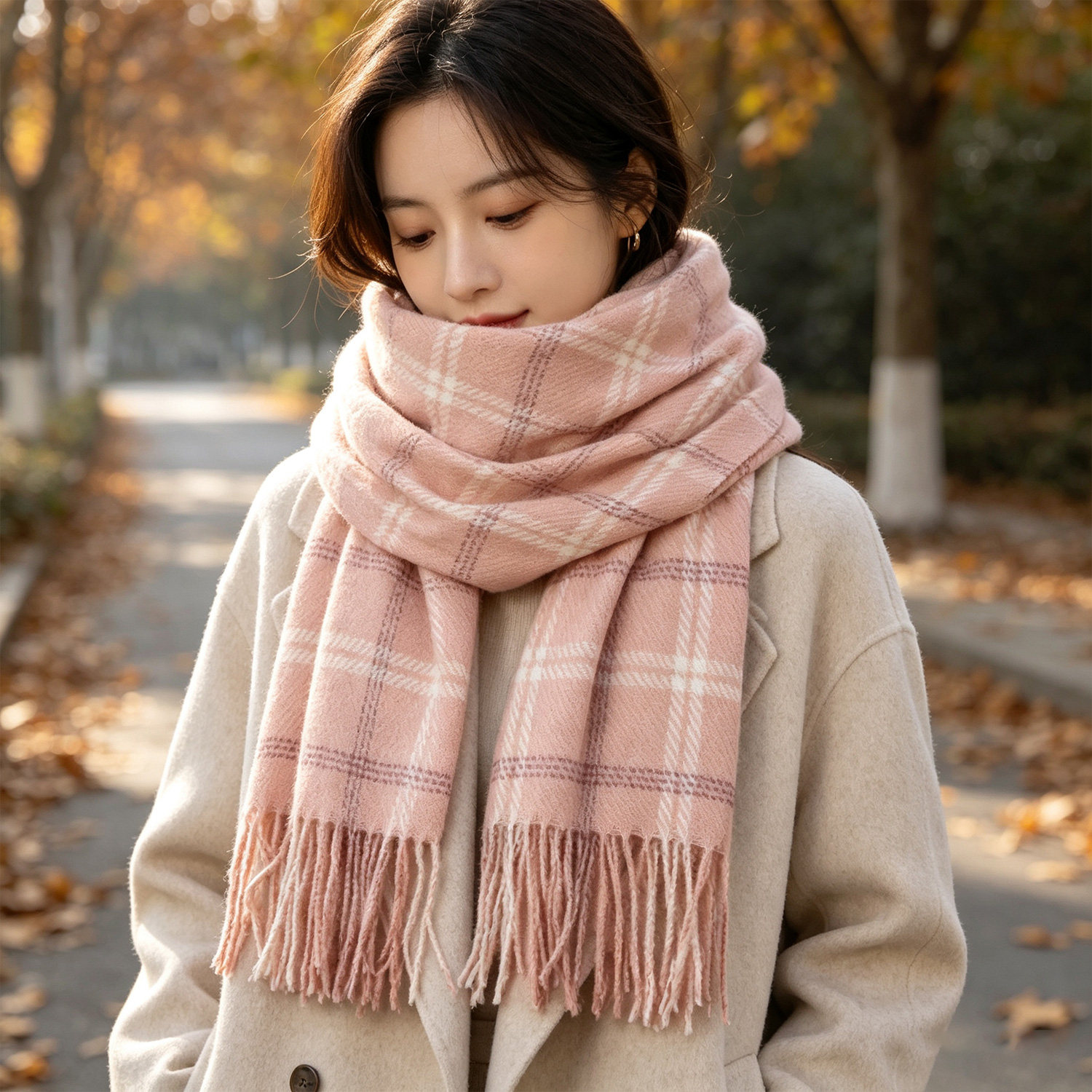 格子围巾女冬季新款学生秋冬文艺百搭英伦格纹围脖长款两用披肩女