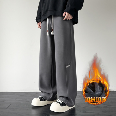 加肥加大码加绒加厚直筒裤子男