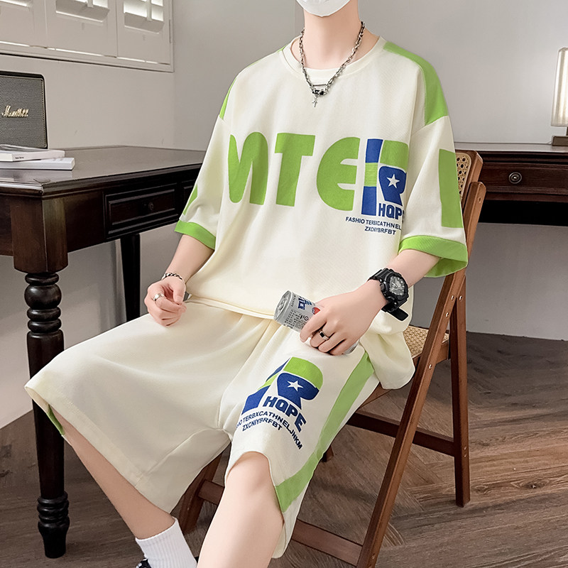 男装华夫格休闲短袖套装胖子宽松运动加肥加大码一套衣服学生夏款,男装,休闲运动套装,淘宝优惠券,粉丝福利购,淘宝优惠卷