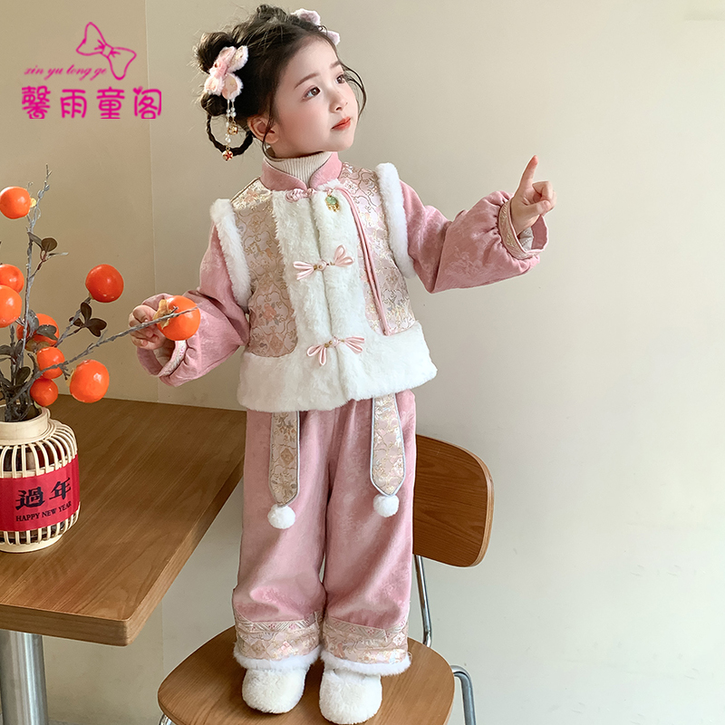 拜年服女童冬汉服套装儿童新中式