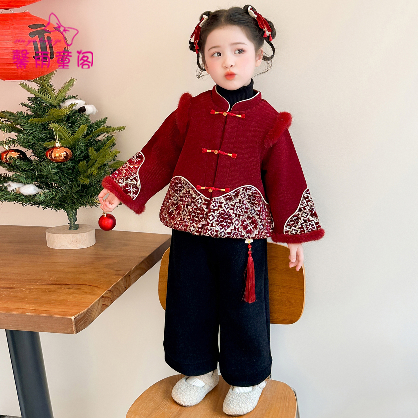 拜年服女童冬汉服套装儿童新中式