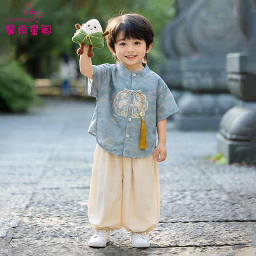 汉服男童夏装新中式套装薄款古装