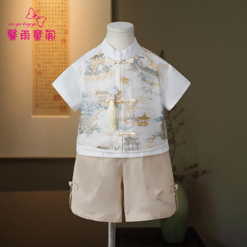 汉服男童夏季国风短袖套装新中式