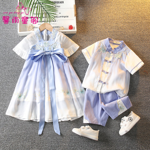 汉服男童套装夏季女童表演服古装