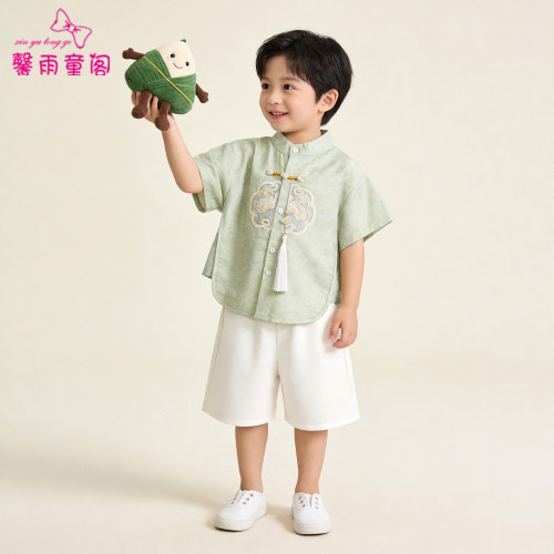新中式男童汉服夏季薄款国风套装