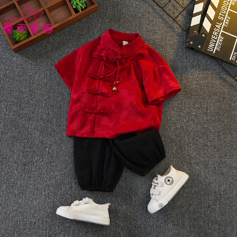 新中式儿童汉服男童国风夏装帅气男孩古装小少爷唐装宝宝周岁礼服