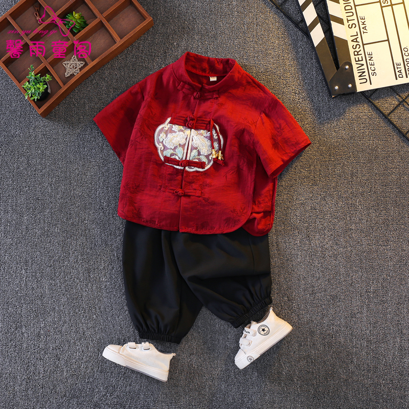 男童新中式汉服短袖套装国风薄款