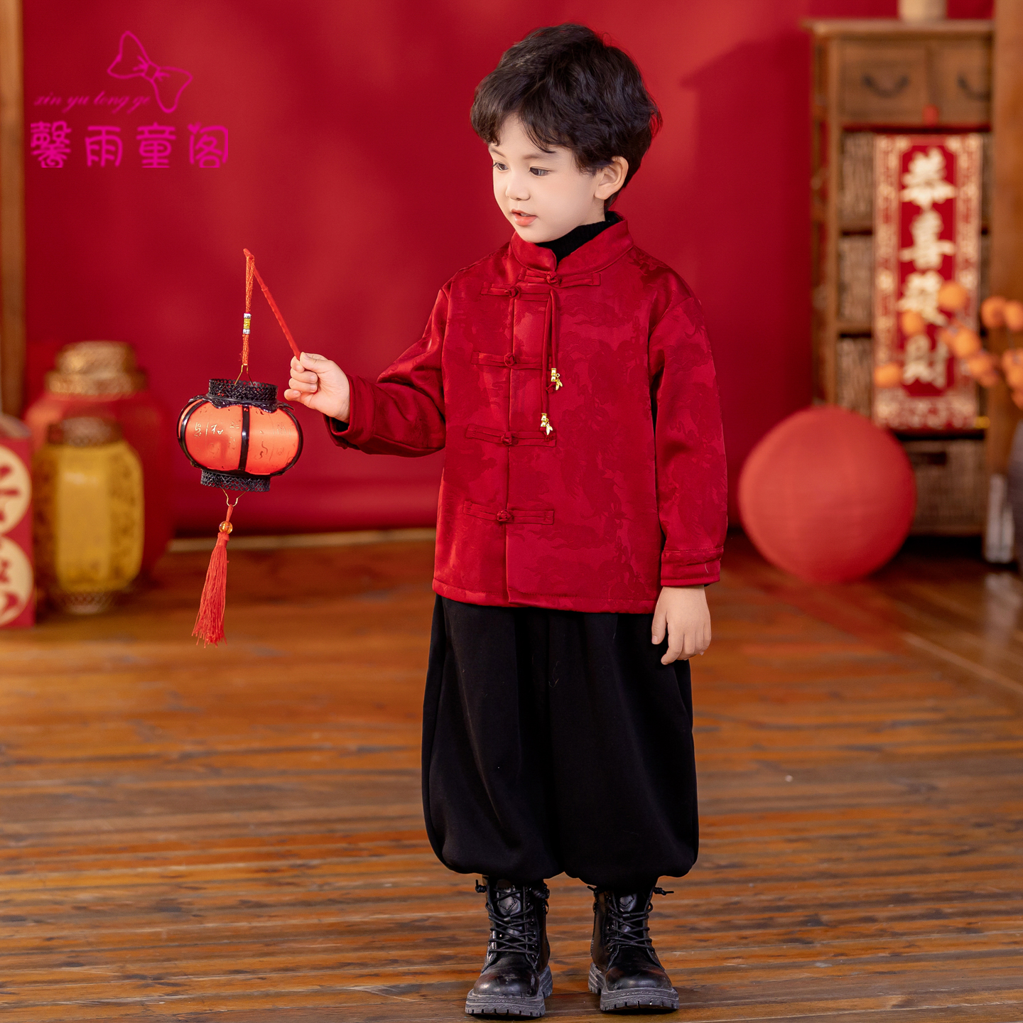 新中式拜年服男童国风唐装过年服