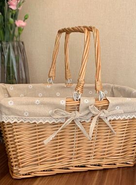 Portable vegetable Rattan storage basket Willow fruit basket