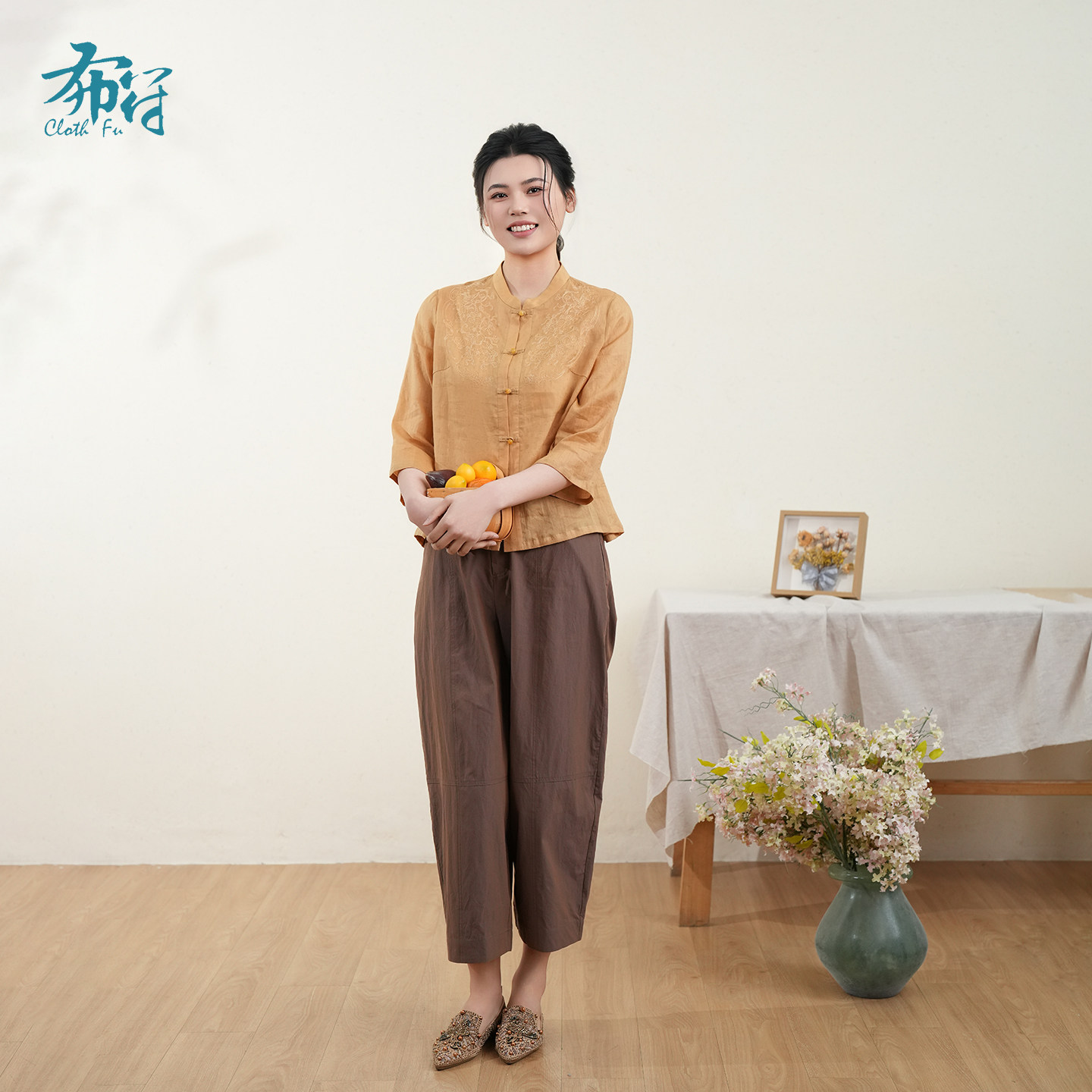 布符新中式「匹马棉工装直筒裤」2026年夏季日常简约女士休闲裤 - 布符旗舰店出品