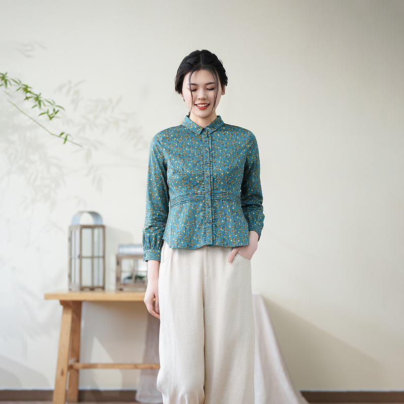 木耳边抽褶衬衫布符lccx15原创