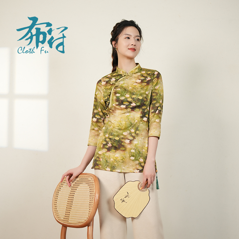 布符秋季新品花扣旗袍上衣复古经典中国风女装改良中式唐装