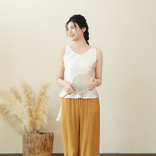 无袖 女夏季 背心轻盈舒适透气设计 2025年简约丝滑吊带衫 布符新中式