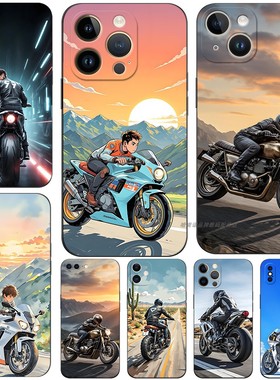 磨砂软手机壳适用苹果iPhone17 161514Pro Max mini13ProXSXRX87plus1211SE 摩托机车酷炫少年