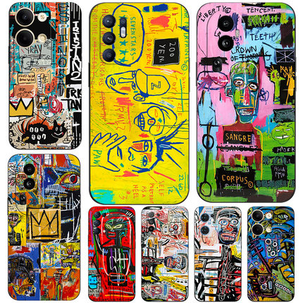硅胶软手机壳适用OPPO A72 5G RENO14 13 12 11 10 9 8 7 6 5 PRO K PLUS + 街头涂鸦艺术