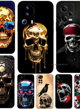 磨砂软手机壳适用红米NOTE1413K80K70K50K6012turbo11PROPLUS+至尊K40K30iUltra5G 海盗骷髅中指