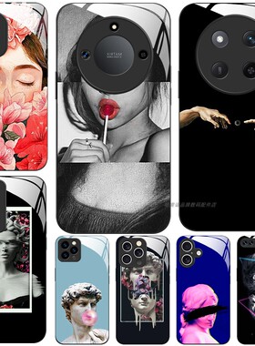 玻璃手机壳适用荣耀500400300PRO200100 50 60 70 90GT80X70 X60 X50 X40 X10 X20 X30 复古大卫蒙娜丽莎文艺