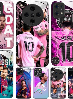 玻璃手机壳适用OPPO FINDX9 X8 PRO X7X6X5X3RENO15 14 13 RPO12 11K12K11K10  梅西粉色迈阿密