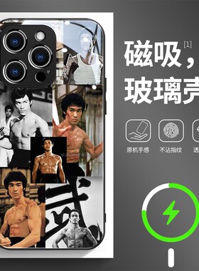 磁吸玻璃手机壳适用苹果17iPhone16plus14Pro15Max13Pro12 11 李小龙功夫 精武门