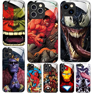 磁吸玻璃手机壳适用苹果iPhone17 16 15 14Pro12Max13Pro11 漫威蜘蛛侠毒液灭霸绿巨人