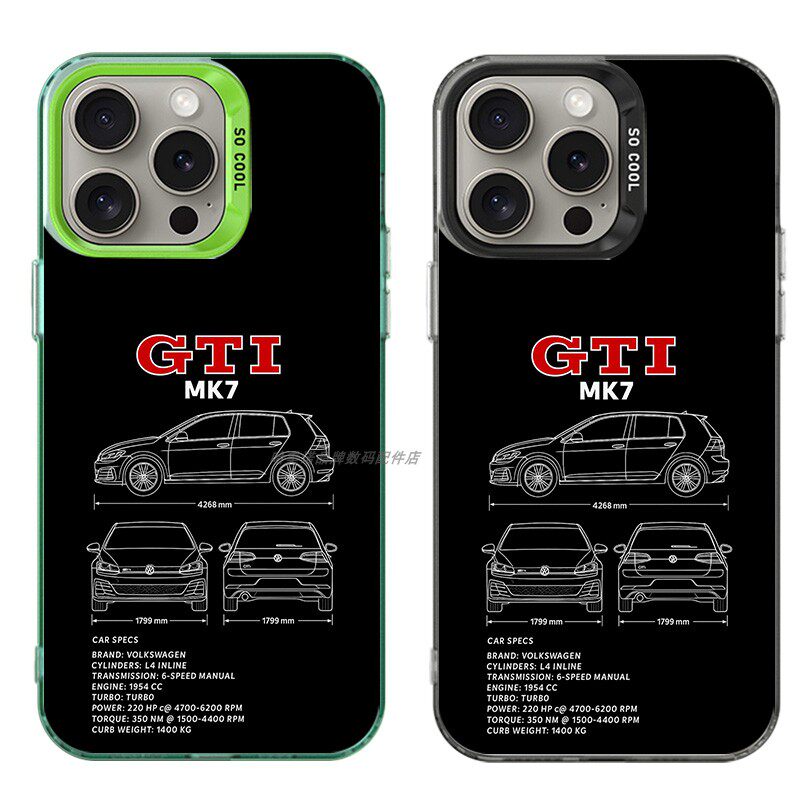 大孔硬壳手机壳适用苹果iPhone17Pro16Max13Pro15XS14XR8X7plus12SE11 GTI MK7 大众