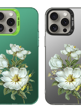 IMD手机壳适用苹果iPhone 15 14Pro Max13 Pro XS XR X 8 7plus12SE11 白色花朵