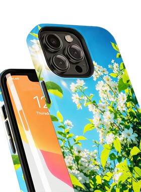 菲林手机壳适用苹果17iPhone16Pro15Max13Pro12XS14XR11X 白花绿色植物唯美治愈
