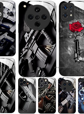 玻璃手机壳适用OPPO FINDX9 X8 PRO X7X6X5X3RENO15 14 13RPO12 11K12K11K10  枪男人玫瑰