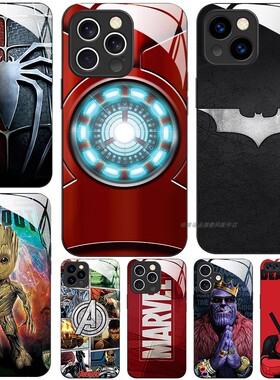 玻璃手机壳适用苹果iPhone17 16 16e15 14Pro12Max13Pro11XS XR X7 8plus 漫威蜘蛛侠蝙蝠