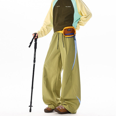 山系户外拼接直筒裤男