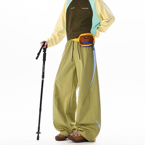 山系户外拼接直筒裤男